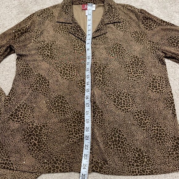 JM Collection Ladies 2 Piece Tank & Shirt Set Size Large Leopard Stretch Sparkle - Picture 9 of 12